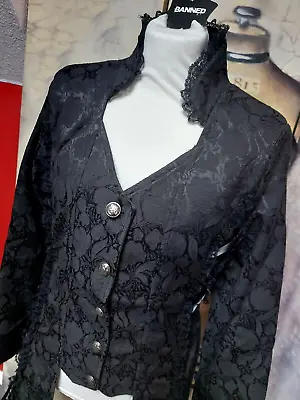 Buy Bnwt L 14 Black Banned Alternative Jacket Gothic Victorian Steampunk Romantic • 35£