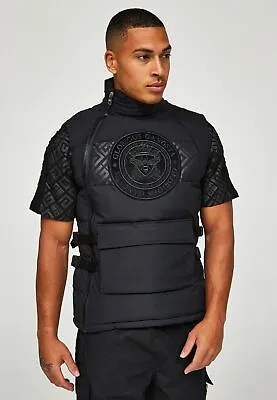 Buy Glorious Gangsta Full Side Zip Padded Quilted Gilet Bodywarmer Sleeveless Black • 59.95£