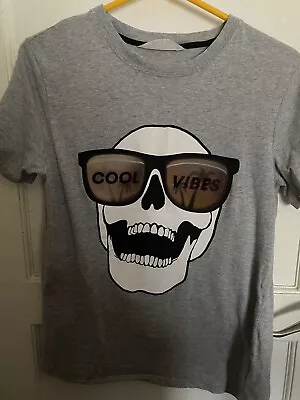 Buy H&M Cool Vibes Holographic Contrast Skull T Shirt 12-14 Years ****Immaculate**** • 1.10£