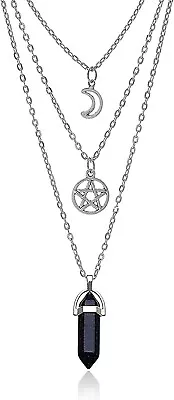 Buy 3x Gothic Style Fashion Necklaces, Crystal, Moon, Star Necklaces - Jewellery • 7.75£