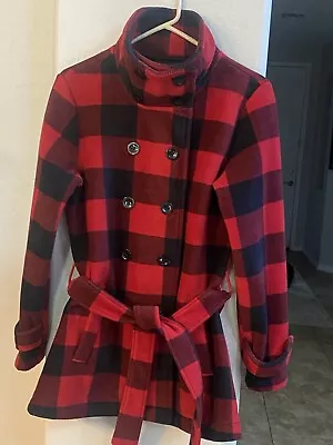 Buy Ike Behar Belted Fleece Jacket SZ M Red And Black Buffalo Plaid NWOT • 28.91£