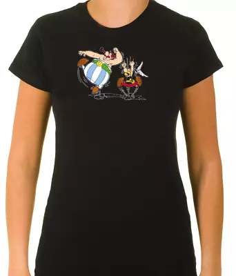 Buy Asterix & Obelix Funny Characters  3/4 Short Sleeve T Shirt Woman F021 • 9.51£