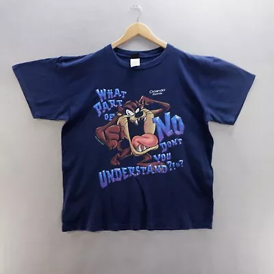Buy Vintage 90s Taz T Shirt Large Blue Graphic Tasmanian Devil Warner Bros 1999 Mens • 26.99£