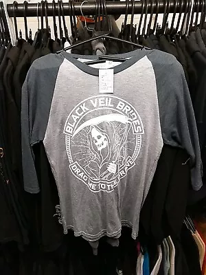 Buy Black Veil Brides Reaper Baseball Raglan Longsleeve Tshirt Small Grey Metal Rock • 13.30£