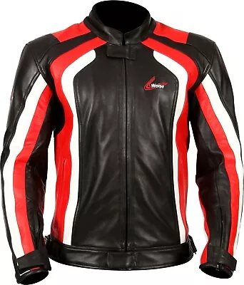 Buy Weise Corsa RS Black Red Mens Sport Leather Motorcycle Jacket NEW • 89.99£