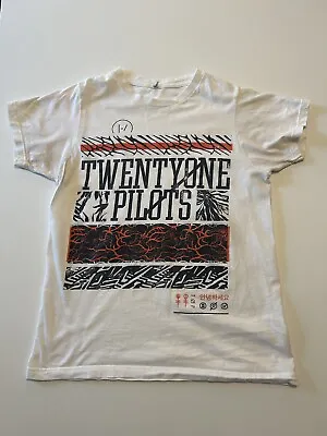 Buy Twenty One Pilots White Graphic Shirt Women’s Sz S • 14.41£