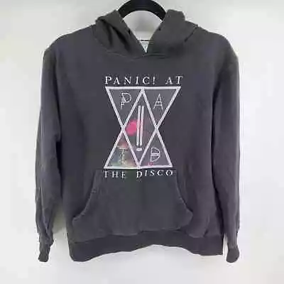 Buy Panic At The Disco Charcoal Gray Pullover Band Hoodie Geometric Graphic Design|S • 22.38£