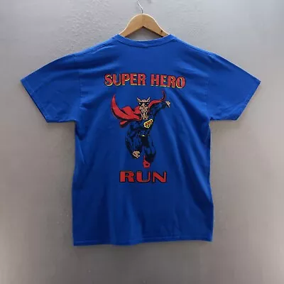 Buy ADAB Superhero T Shirt Medium Blue  Cartoon Graphic Print Short Sleeve Mens • 8.09£