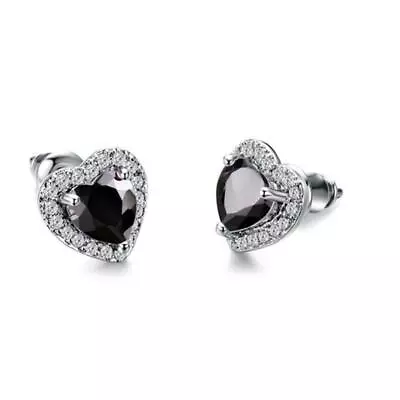 Buy 925 Sterling Silver Diamante Heart Stud Earrings Womens Girls Jewellery Gift New • 5.95£