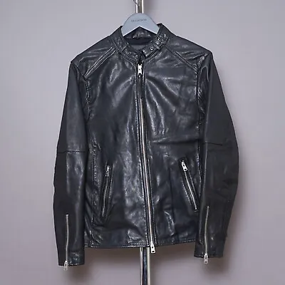 Buy ALL SAINTS CORA Leather Biker Jacket Mens Black Celebrity Bomber Moto MEDIUM M • 259.99£