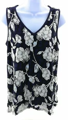 Buy Rue Juju Top Womens Plus Navy Blue And White Floral Top Size 2 X • 14.44£