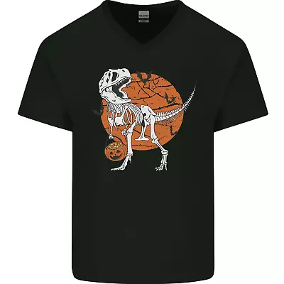 Buy Dinosaur Halloween T-Rex Mens V-Neck Cotton T-Shirt • 9.99£