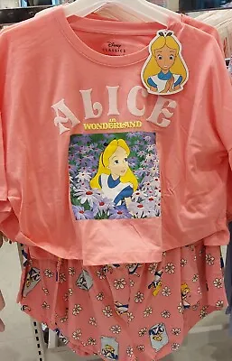 Buy Disney Alice In Wonderland Floral Tshirt & Shorts Pyjama Set UK Size 4-20 • 24.99£