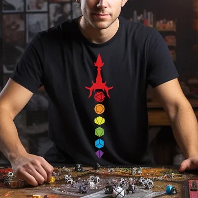 Buy Rainbow Sword Polyhedral T Shirt Dice Dungeons And Dragons DnD Gay Pride • 12.99£
