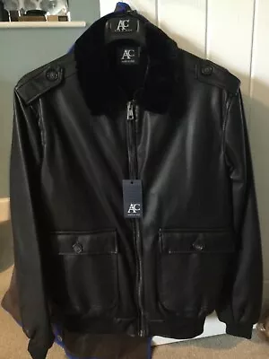 Buy AC Made In Italy 2XL (UK XL) Black Faux Leather Jacket NWT And Garment Cover • 15£