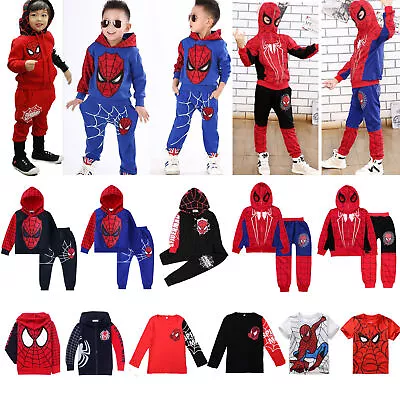 Buy Spider-Man Tracksuit Hoodie Sweatshirt Tops Pants 2PCS Clothes Outfits Kids Boys • 8.41£