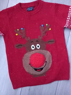 Buy Next Rudolph The Reindeer Christmas Jumper Boy Girl 5 Years • 4.99£
