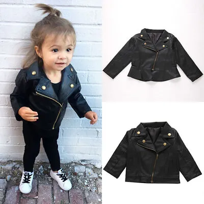 Buy Leather Jacket Jacket Cool Kid Baby Boy Girl Motorcycle Biker Coat Outerwear • 15.58£