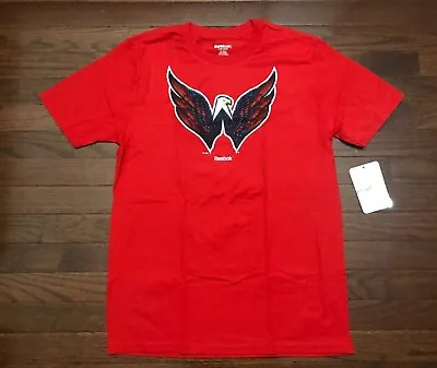 Buy New Kids 2013 Washington Capitals T Shirt Youth Large Red Blue Reebok Caps Nwt • 7.93£