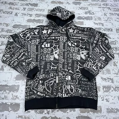 Buy Vintage Famous Stars Hoodie Boys XL Black Jacket All Over Print Punk Y2K Cyber • 39.30£
