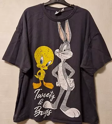 Buy Looney Tunes Tweety Pie Bird And Bugs Bunny Rabbit Graphic Cartoon T Shirt Xxxl • 29.99£