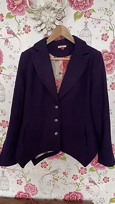 Buy Joe Browns NWT Purple Fitted Shaped Hem Pretty Lining Military Wool Mix Jacket 8 • 15.99£