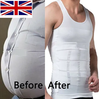 Buy Men Slimming Body Shaper Belly Tummy Control Compression Vest Underwear Shirt Hj • 14.79£