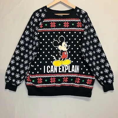 Buy Disney Sweatshirt Women 2XL Fits UK 18 Black White Mickey Mouse Christmas Jumper • 14.08£