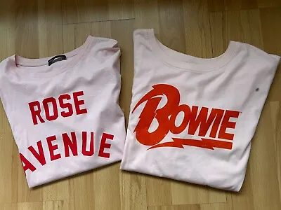 Buy 2 X M&S Marks And Spencer Pink Orange Logo / Bowie T-shirts Size 16  • 6£