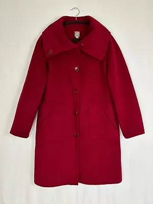 Buy J. Jill Pea Coat Jacket Women's Small Red Angora Wool Long Sleeve Pockets • 24.03£