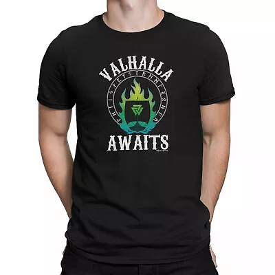 Buy VALHALLA AWAITS Mens Organic Viking T-Shirt Valknut Symbol Odin Thor Norse Top • 8.99£