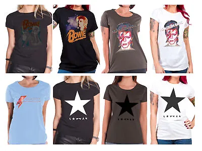 Buy Official David Bowie T Shirt Womens Blackstar Aladdin Sane New Skinny Fit • 14.93£