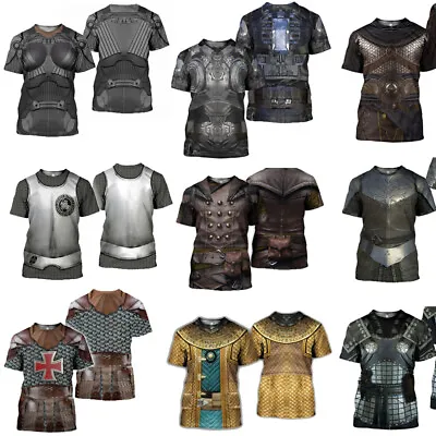 Buy Cosplay Soldiers Medieval Knight Armor 3D T-Shirts Adult Sports Top Tee T-Shirts • 10.20£