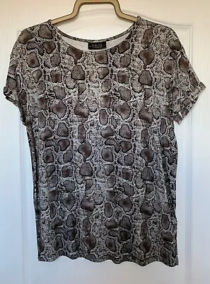 Buy NEW Brown Snake Print T-Shirt Top, Label Is UK 10-12 But Will Fit 14 • 12.99£