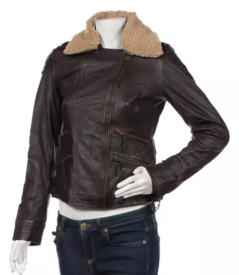 Buy Female Dark Brown Real Leather Biker Jacket (pepe Jeans) • 118.80£