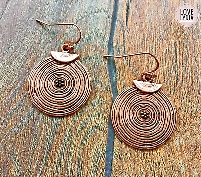 Buy NEW Bronze Copper Colour Boho Bohemian Hippy Ancient Style Circle Swirl Earrings • 12.99£