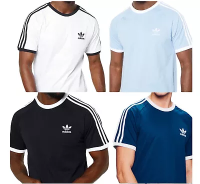 Buy Adidas Originals Men’s 3 Stripes Cotton T-shirt Crew Neck Short Sleeve Top • 16.99£
