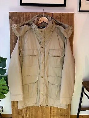 Buy Woolrich Beige Long Sleeve Zip And Snap Hooded Lightly Padded Jacket. Size M • 60£