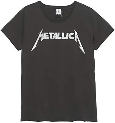 Buy Amplified Metallica Logo Women's Fit Charcoal T-Shirt LARGE • 21.95£