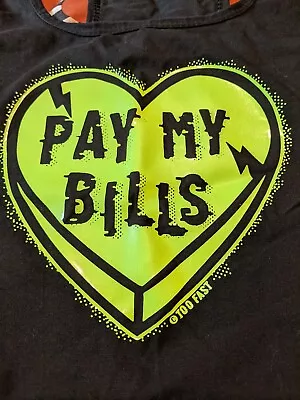Buy Too Fast Size M Pay My Bills Cropped Vest Top Heart Alternative Emo Goth Punk • 7£