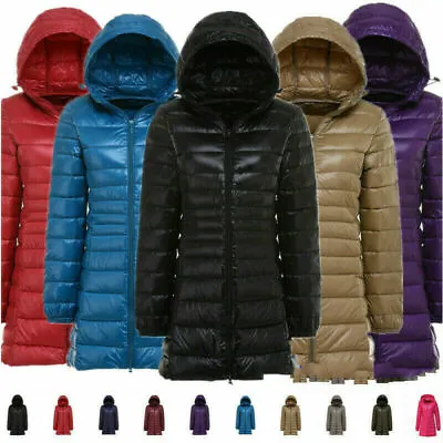 Buy Women's Jacket 90% Duck Down Jacket Coat Ultralight Overcoat Long Hooded Puffer • 37.67£