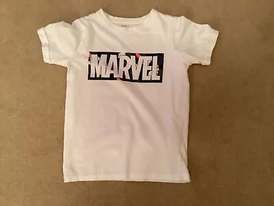 Buy Boys Marvel T Shirt, White, Age 7-8 Years • 4£