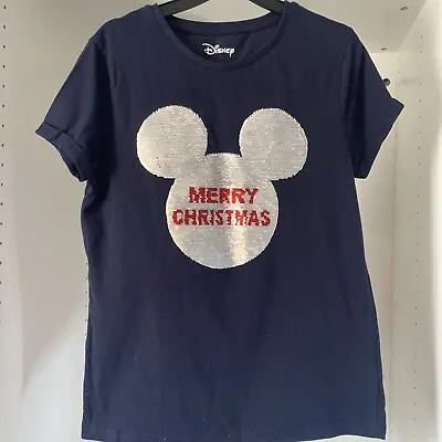 Buy Mickey Mouse Disney T Shirt - Size 10. Disney Christmas T Shirt - Sequins Design • 6.75£