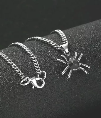 Buy Men Women Trendy Gothic Black Spider Pendant Necklace Jewellery Gift • 4.99£