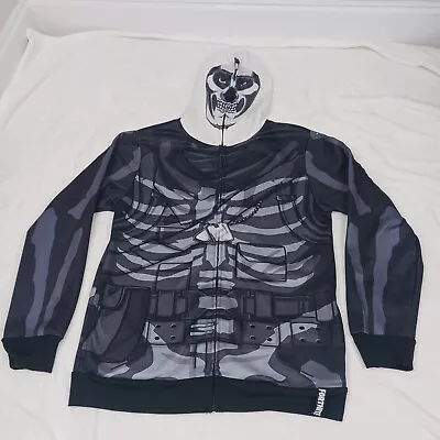Buy Fortnite Skeleton Hoodie Jacket Full Zip Face Mask Skeleton Trooper Boys Sz XL • 11.77£