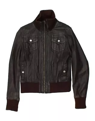 Buy GIPSY Womens Leather Jacket UK 12 Medium Brown Leather BM15 • 34.95£