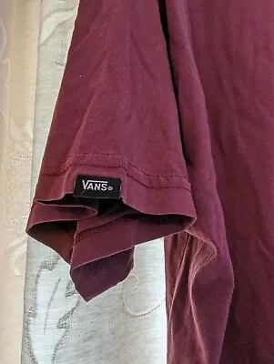 Buy VANS Burgundy T Shirt Short Sleeve Size X-Large 100% Cotton Classic Fit • 4.99£