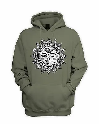 Buy Sun And Moon Mandala Design Tattoo Hipster Men's Pouch Pocket Hoodie • 25.95£