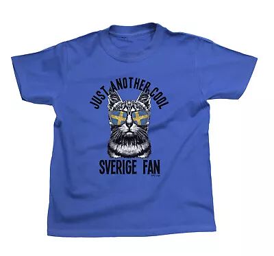 Buy SVERIGE COOL CAT Football T-Shirt 2022 Baby Mens Kids ORGANIC SWEDEN World Cup • 9.19£