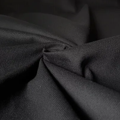 Buy Black 100% Cotton Twill Heavy Woven Fabric – Jeans, Workwear, Drill, 150cm Wide • 1.49£